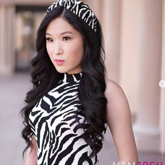 NAMJOSH Zebra Print Velvet Headband w Beading - Picture 4 of 4
